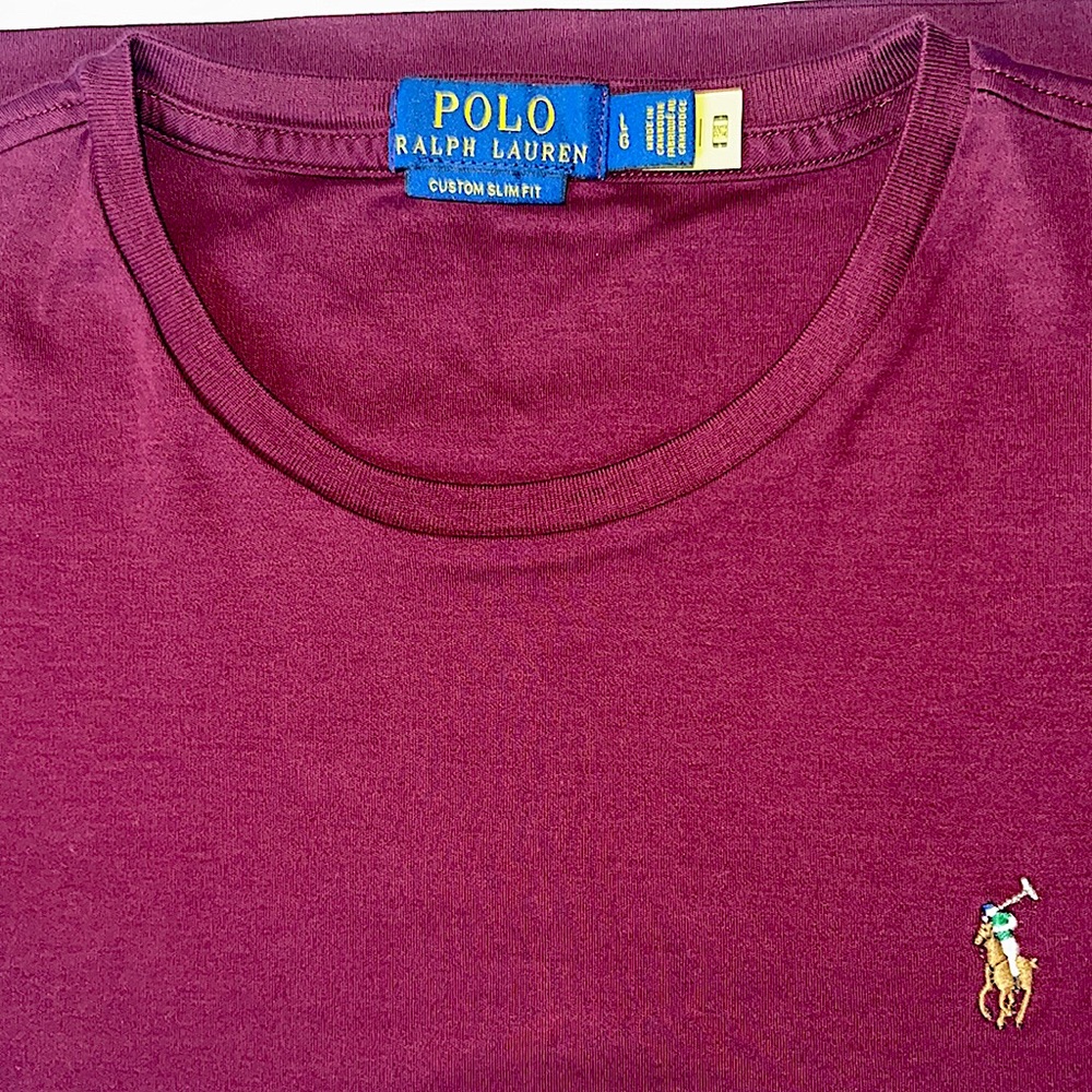 *POLO* Ralph Lauren Men's Custom Slim Fit Soft Cotton T-Shirt Cranberry